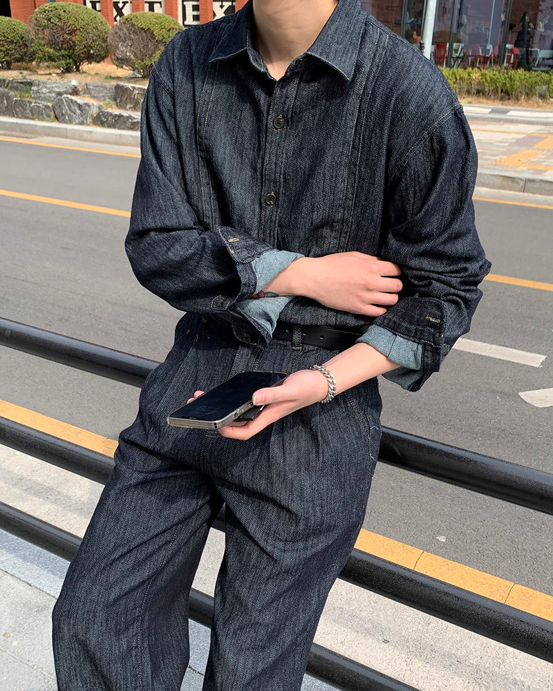 モノリネンツータックデニム / LE Mono Denim Long-Sleeved Shirt
