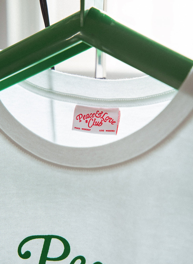 ピース＆ラブ クラブ Tシャツ / Peace&Love*Club Crop T-shirt (White)