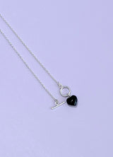 ブラックハートジェムストーンネックレス / Silver925 Black Heart Gemstone Necklace