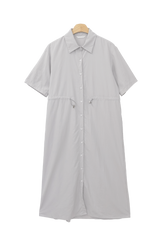 デューズストリングサマー半袖ロングシャツワンピース / Dews String Summer Short-Sleeved Long Dress (3 colors)