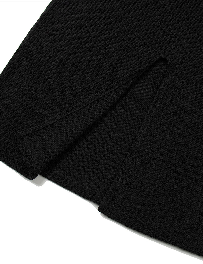 KNIT HOODED LONG DRESS(BLACK)