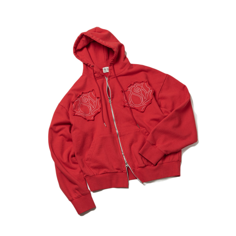 ROSE PATCH ZIPUP HOOD(RED)