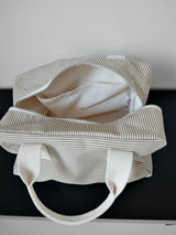 Stripe boston bag (Khaki-beige) - Medium