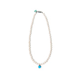 [NIROSERENDIPITY] HEART TURQUOISE PEARL NECKLACE (6658085453942)