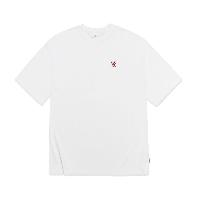 3Dモノグラムレッド刺繍Tシャツ/3D Monogram Red Embroidery T-Shirts White
