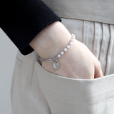 アンバランスパール マーブルハートブレスレット/Unbalanced pearl mother-of-pearl heart bracelet