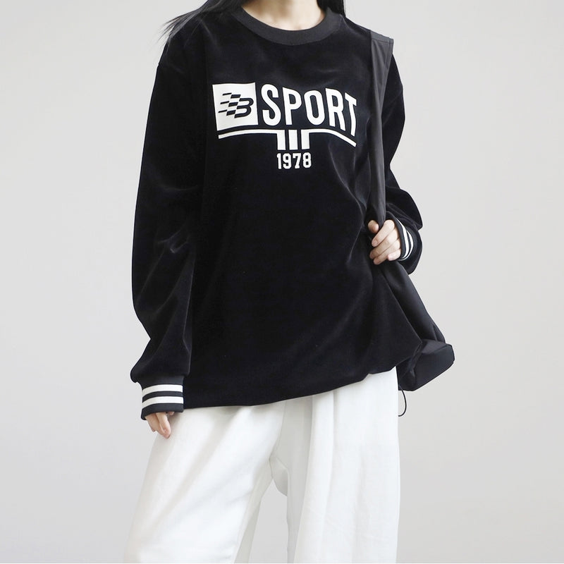 ウィップルベルベットスポーティースウェットシャツ/(Unisex) Whipple Velvet Sporty Sweatshirt