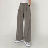 [Bellide made/short, long] Inquiry big two pin tuck wide slacks