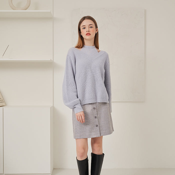 Shining Tweed Midi Skirt  (2 color) (6599439777910)