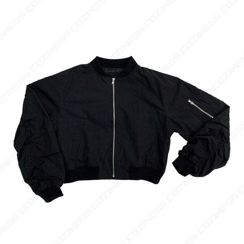 SI クロップドシャーリングアビエーションジャンパー / SI Cropped Shirring Aviation Jumper (2 colors)