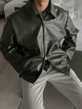 ASCLO Ark Leather Jacket (Khaki) (6596579033206)
