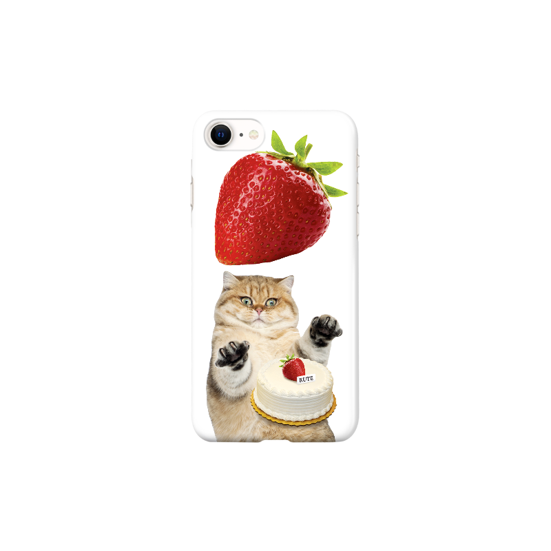 ストロベリーキャットケース / Strawberry cat case (white hard)