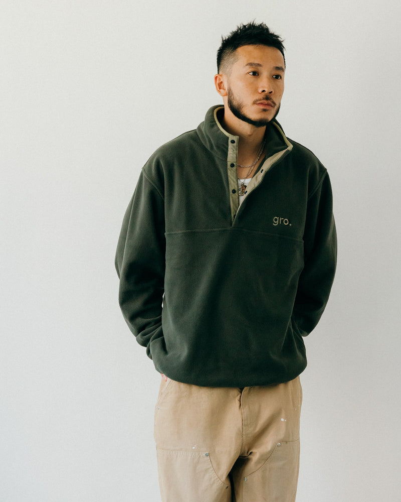 gro. By RC FLEECE BUTTON UP PULLOVER/ OLIVE
