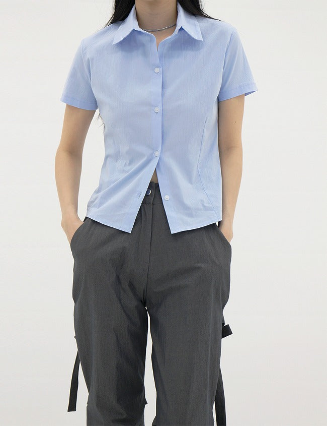 スリムショートスリーブシャツ / Slim short sleeve shirt (2color)