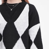 キシャアーガイルVネックニット / KISHA Argyle V-neck knitwear