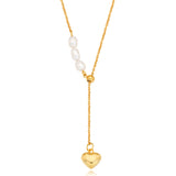sunset heart pearl drop necklace