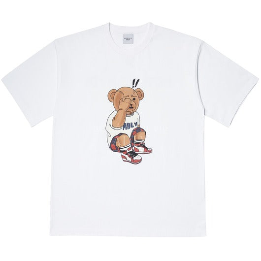 チェックパンツベア半袖Tシャツ/CHECK PANTS BEAR SHORT SLEEVE T-SHIRT WHITE