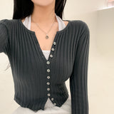 ボタンVネックリブドニットウェア / [3colors/slim fit] button V-neck ribbed knitwear