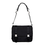 [Kazuha's Pick] 2-Buckle Shoulder Messenger Bag (Black)