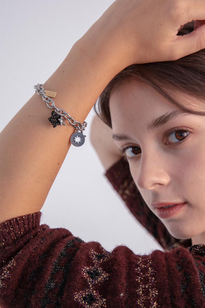 ユニークペンダントウィズボールドチェーンブレスレット/[Unisex] Unique pendant with bold chain bracelet