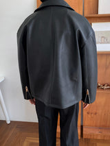 ルーズフィットカラーライダースジャケット / Deble Loosefit Basic Collar Rider Jacket (420)