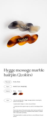 ヒュッゲメッセージマーブルヘアピン/Hygge message marble hairpin (2colors)