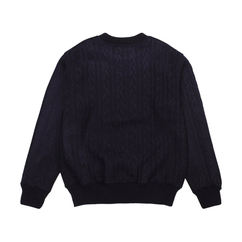 [UNISEX] Knit Back Pullover (Navy) (6655751127158)
