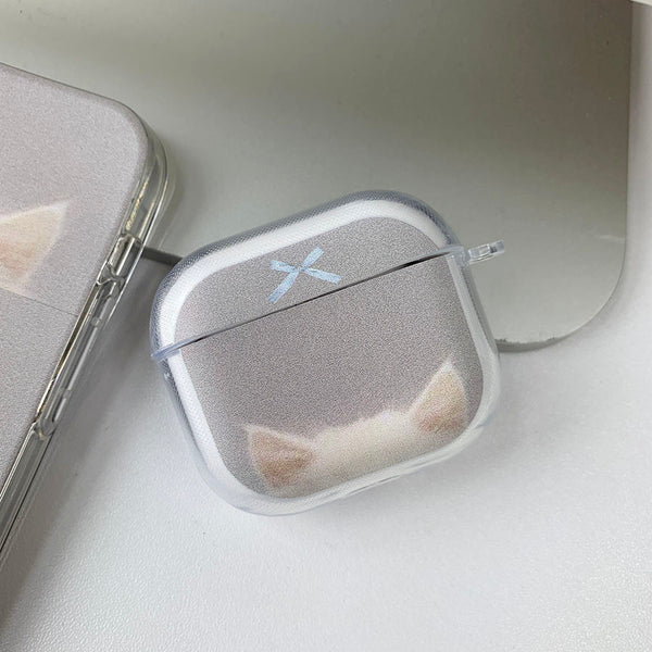 Peep Ribbon Cat AirPods Case_Jelly