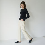 LM SIDE BUTTON PANTS (IVORY) (4649628500086)