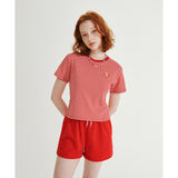 フラワーワッペン ストライプ Tシャツ / FLOWER WAPPEN STRIPE T-SHIRT _ RED