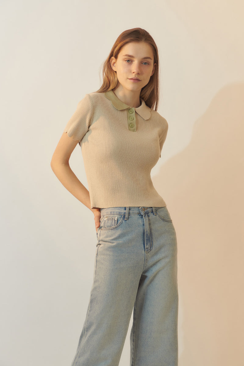 [BREEZE] Scallop Summer Knit Top_LIME (CTD1) (6552342757494)