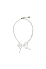 RIBBON PEARL NECKLACE WHITE