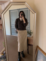 ムードカラーロングスリットスカート(3color) (6658856353910)