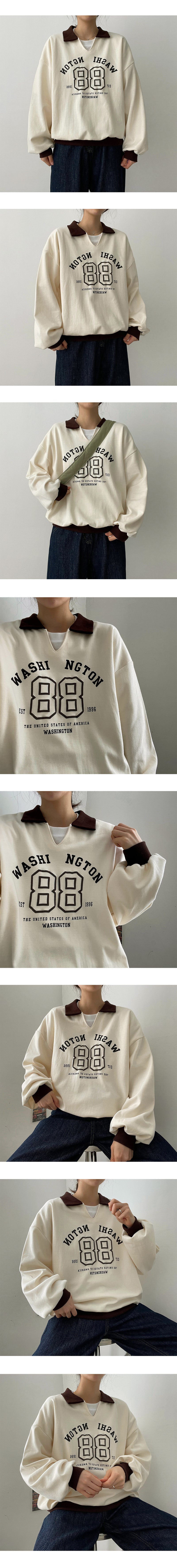 アーム配色カラースウェットシャツ/Arm Colored collar sweatshirt