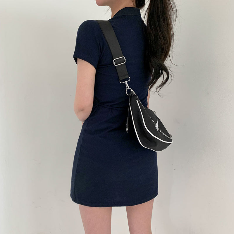デイリーミニカラードレス / [Waist strap adjustment O] Sporty girlfriend look! Daily mini collar dress