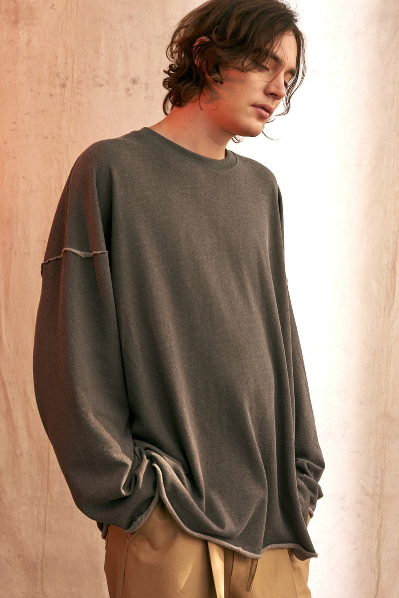 VINTAGE P. DYEING CUT-OUT BOX TEE (Brown) / ヴィンテージP.ダイイングカットアウトボックスTシャツ