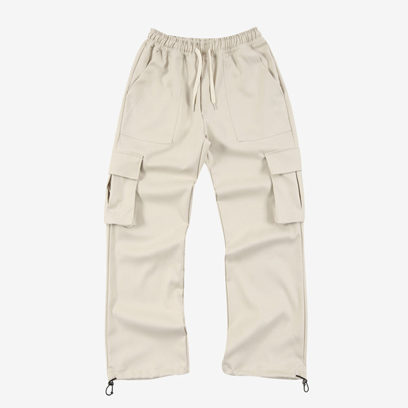 Semi-wide String Cargo Jogger Pants (CREAM) (6552463605878)