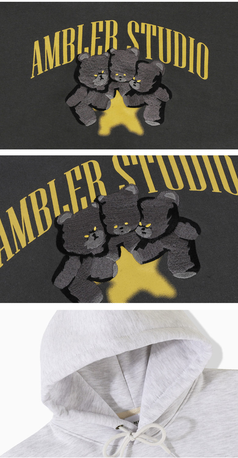 AMBLER 男女共用 Three bear オーバーフィット フード Tシャツ AHP1105