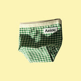 Aeiou Basic Pouch (M size) Spring Green Check (6552228495478)