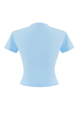 ロゴクロップスパンショートスリーブTシャツ/crevy logo crop spandex short sleeve tee (sky blue)