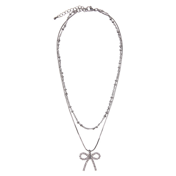 CH RIBBON NECKLACE (SILVER)