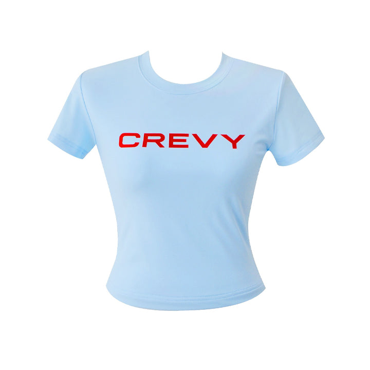 ロゴクロップスパンショートスリーブTシャツ/crevy logo crop spandex short sleeve tee (sky blue)