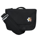 [UNISEX] Flower Bear Smile Embroidery Cross Mini Messenger Bag_Black (6686423154806)