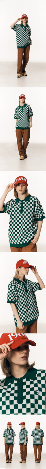 チェッカーボードハーフシャツ / Checker Board HALF SHIRT (Green)