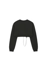 0 4 chain crop sweat shirt - BLACK (6601587032182)