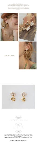 [Penthouse-Choiyebin] Antique knit flower drop earring (6625409007734)