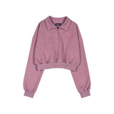 ピグメントウォッシングカラークロップスウェットシャツ / PIGMENT WASHING COLLAR CROP SWEATSHIRT [Pink, Blue]
