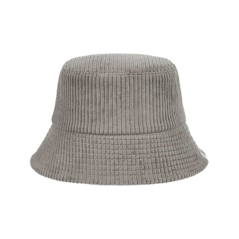 ワイドコーデュロイラベルバケットハット/Wide Corduroy Label Bucket Hat Gray