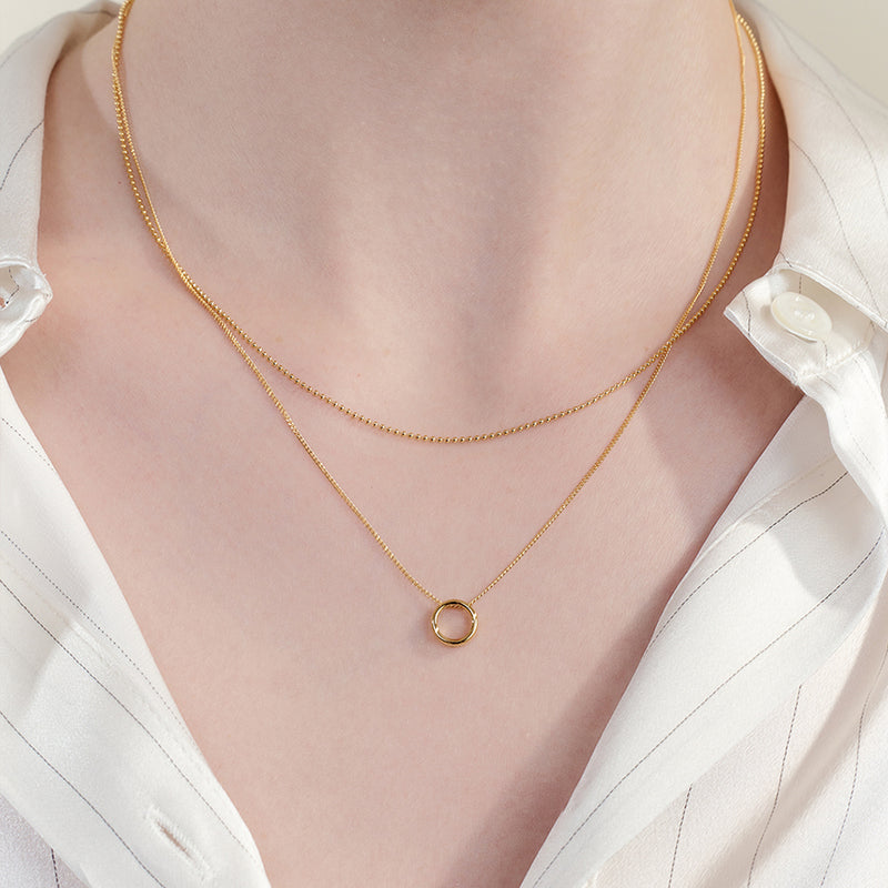[24SP][sv925] circle layered necklace