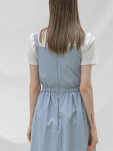 スクエアポケットスリーブレスドレス/(OP-5989) Square Pocket Sleeveless Dress